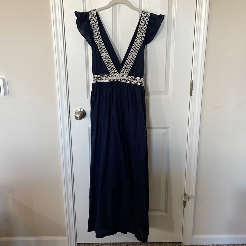 J.Crew Ruffle Deep V-Neck Maxi Dress Sz M